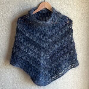 Vintage hand crocheted mohair poncho